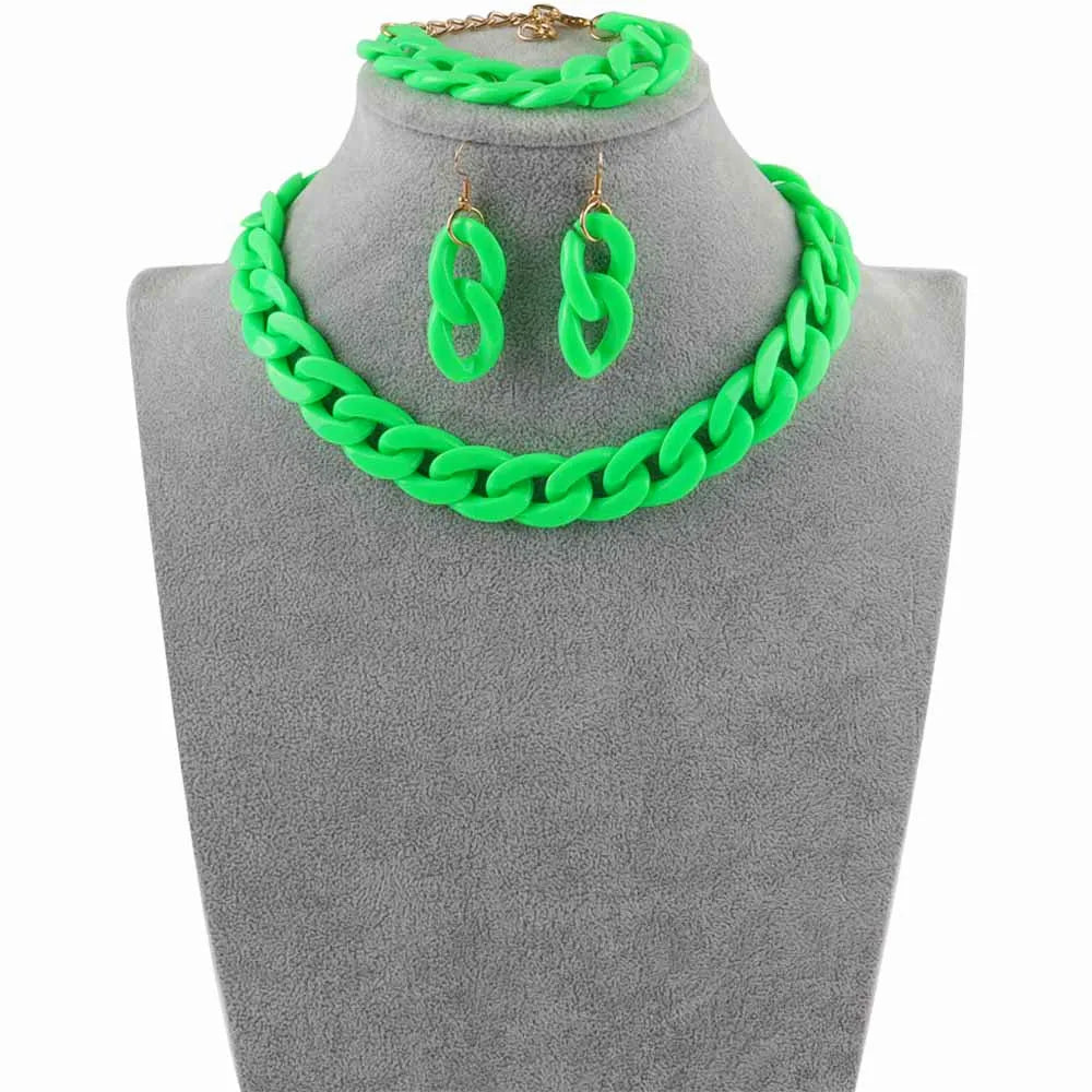 Collar de cadena larga de acrílico de moda, gargantilla de plástico gruesa bohemia, colgante para mujer, bisutería, accesorios de moda.