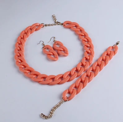 Collar de cadena larga de acrílico de moda, gargantilla de plástico gruesa bohemia, colgante para mujer, bisutería, accesorios de moda.