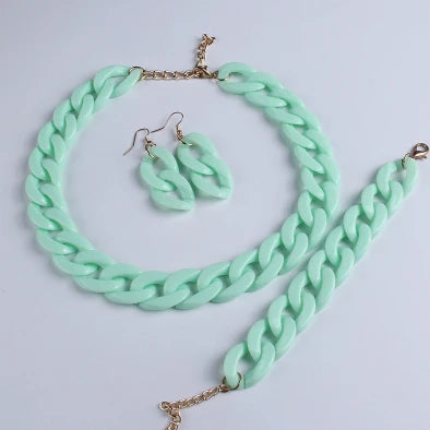 Collar de cadena larga de acrílico de moda, gargantilla de plástico gruesa bohemia, colgante para mujer, bisutería, accesorios de moda.