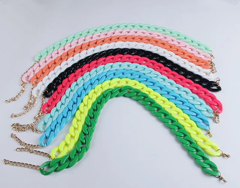 Collar de cadena larga de acrílico de moda, gargantilla de plástico gruesa bohemia, colgante para mujer, bisutería, accesorios de moda.