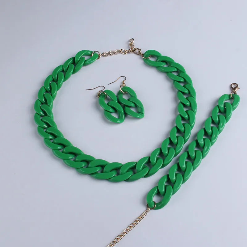 Collar de cadena larga de acrílico de moda, gargantilla de plástico gruesa bohemia, colgante para mujer, bisutería, accesorios de moda.
