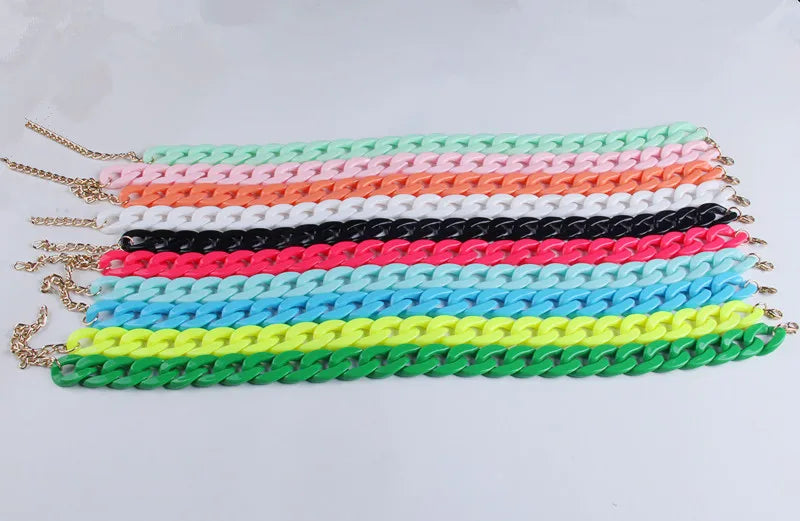 Collar de cadena larga de acrílico de moda, gargantilla de plástico gruesa bohemia, colgante para mujer, bisutería, accesorios de moda.