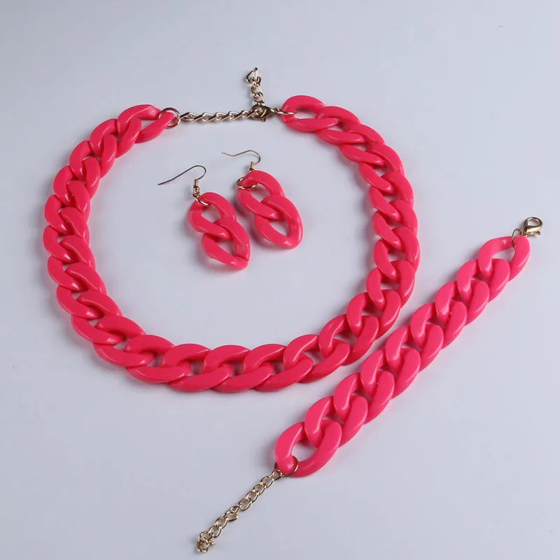 Collar de cadena larga de acrílico de moda, gargantilla de plástico gruesa bohemia, colgante para mujer, bisutería, accesorios de moda.