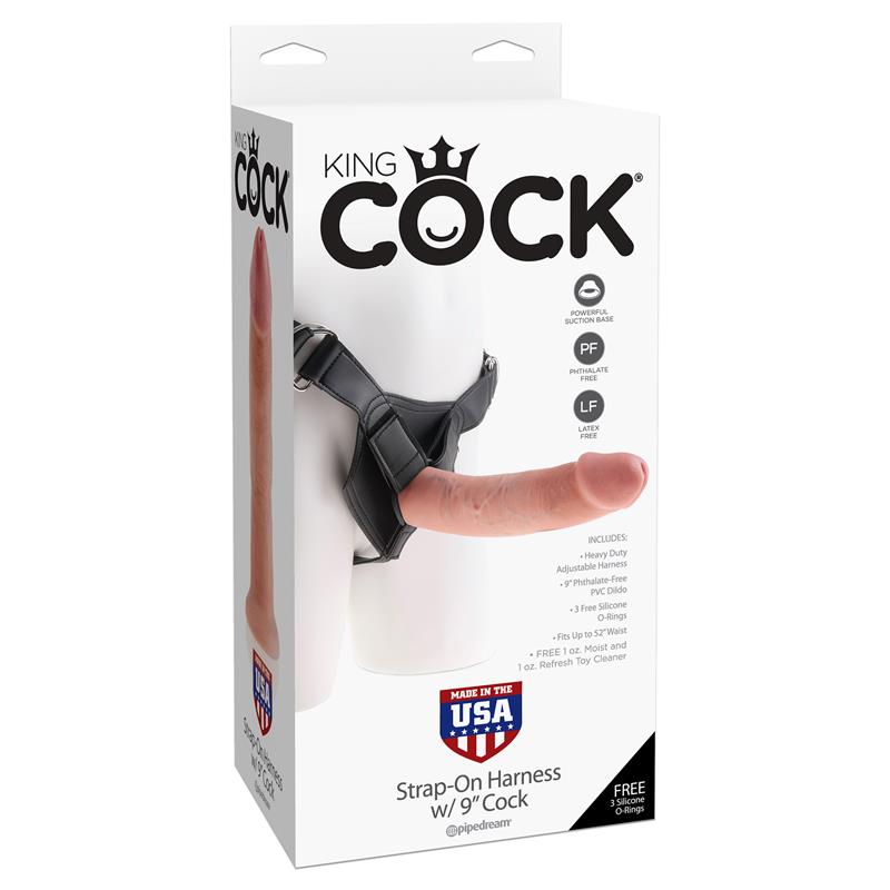 KING COCK Arnés Ajustable con Dildo 7", 8" o 9" Color Natural