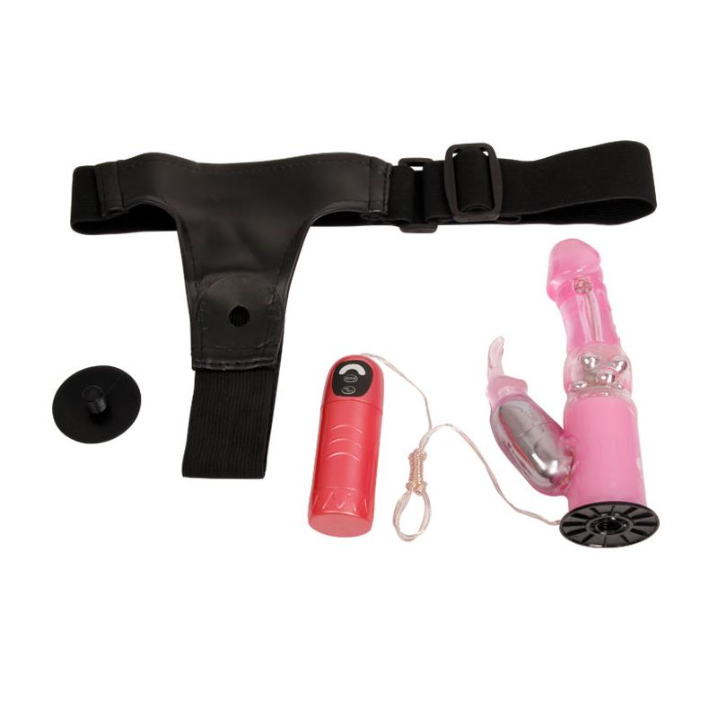 BAILE Baile Arnés con Dildo Vibrador Rosa 18 cm