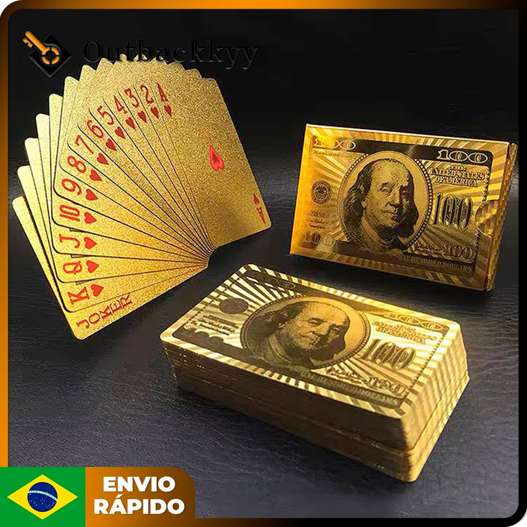 Cartas de Poker doradas o plateadas. Dólar.
