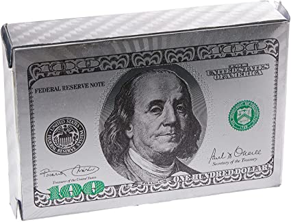Cartas de Poker doradas o plateadas. Dólar.
