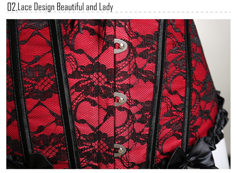 Women Sexy Waist Trainer Corset Lace Up Corsets Bustiers Waist Cincher Corset Burlesque Plus Size Overbust Corselet Gothic Lady-139