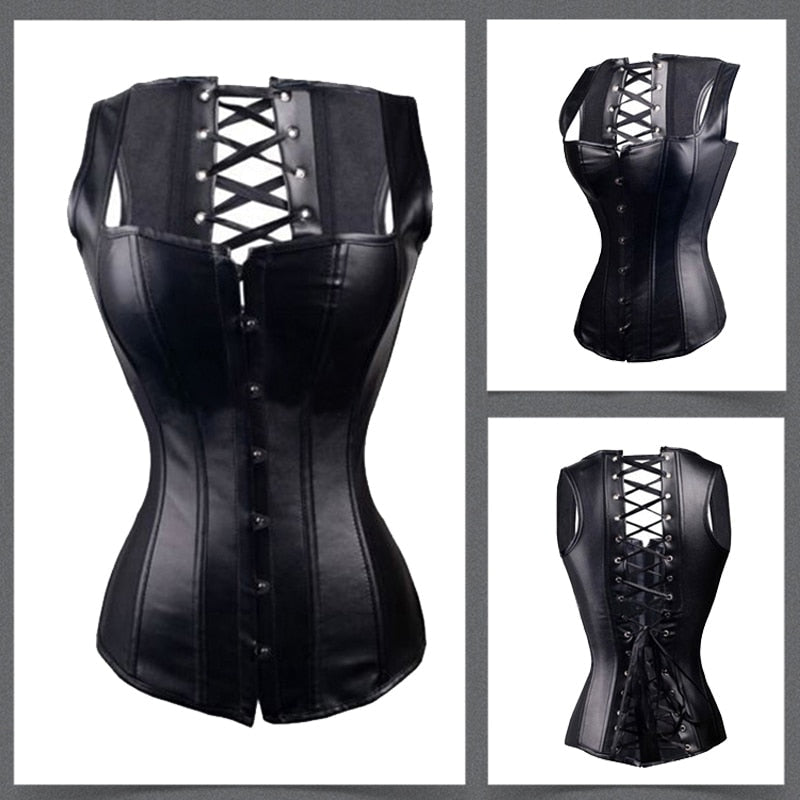 Steampunk Corset Sexy Gothic Bustier Overbust Slimming Dress Burlesque Top 6XL Plus Size Cloth Tummy Control Sheath-107