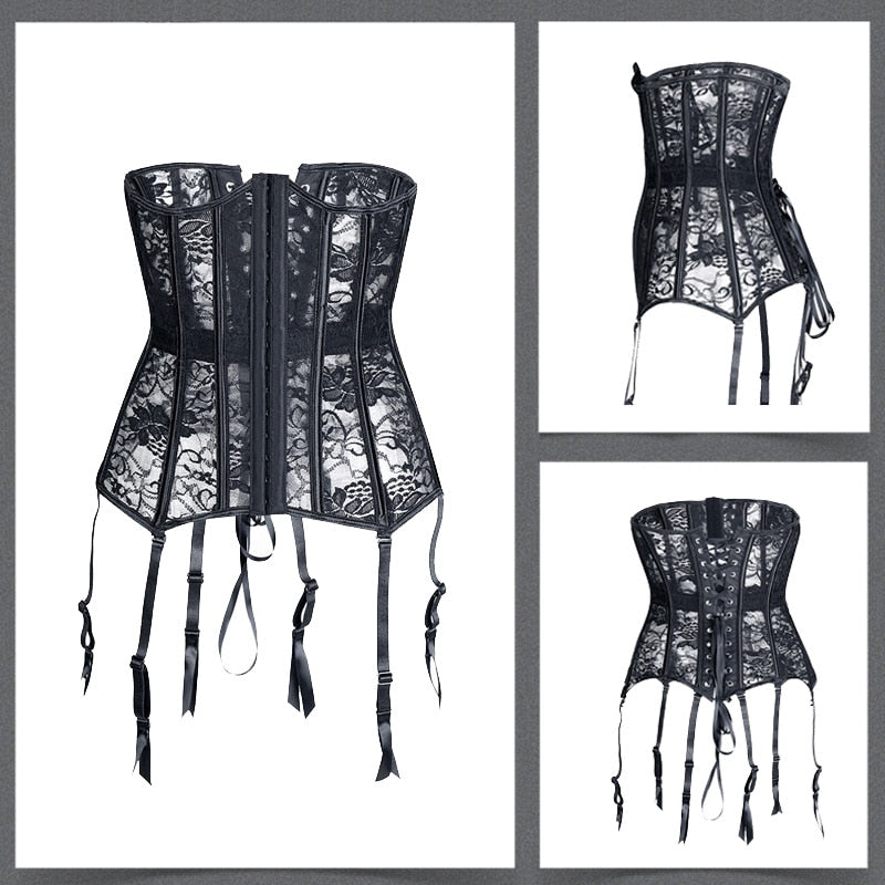 Steampunk Corset Sexy Gothic Bustier Overbust Slimming Dress Burlesque Top 6XL Plus Size Cloth Tummy Control Sheath-112