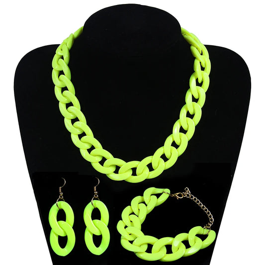 Collar de cadena larga de acrílico de moda, gargantilla de plástico gruesa bohemia, colgante para mujer, bisutería, accesorios de moda.