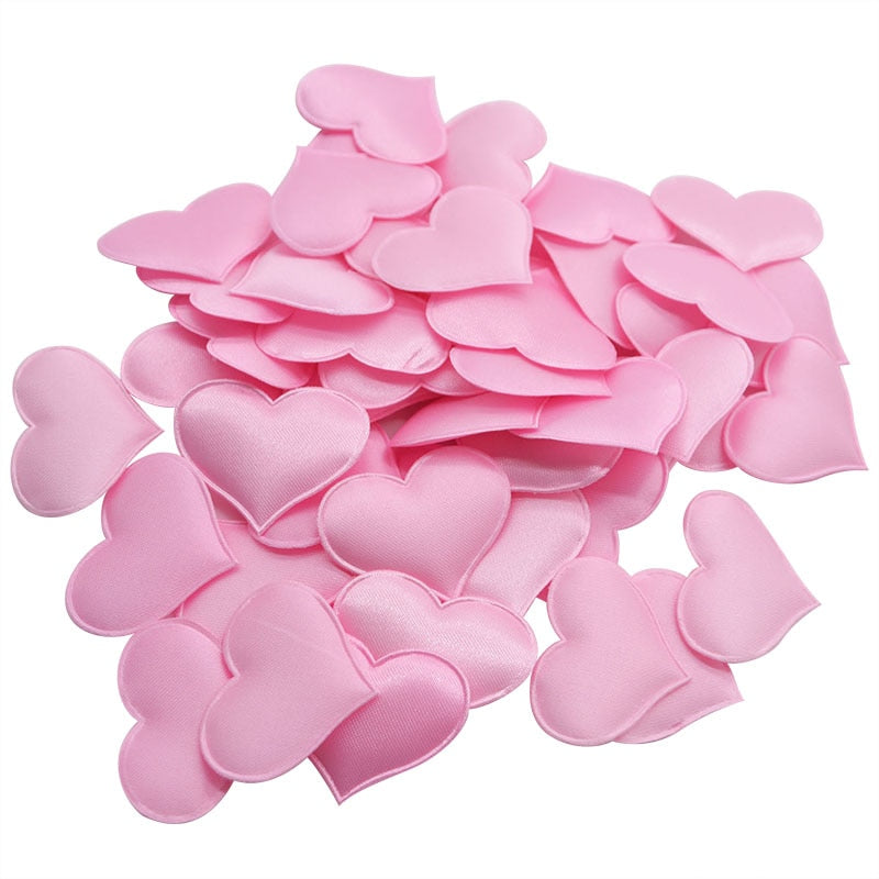 100Pcs 35mm confeti de tela corazones