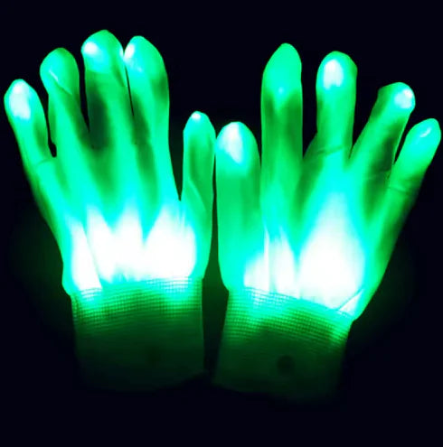 Guantes luminosos de neón arco iris