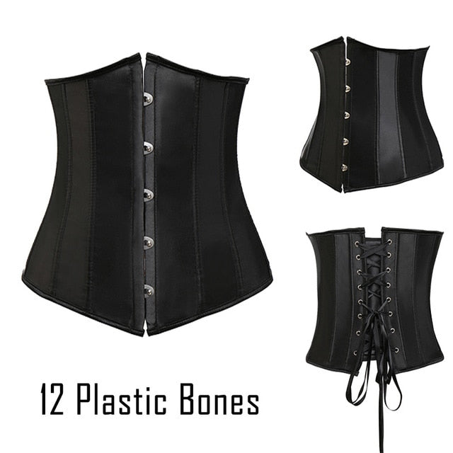 Women Sexy Waist Cincher Corsets 24 Steel Boned Bustiers Corset Underbust Satin Body Shaper Lingerie Waist Cincher Corselet-42