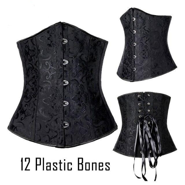 Women Sexy Waist Cincher Corsets 24 Steel Boned Bustiers Corset Underbust Satin Body Shaper Lingerie Waist Cincher Corselet-51