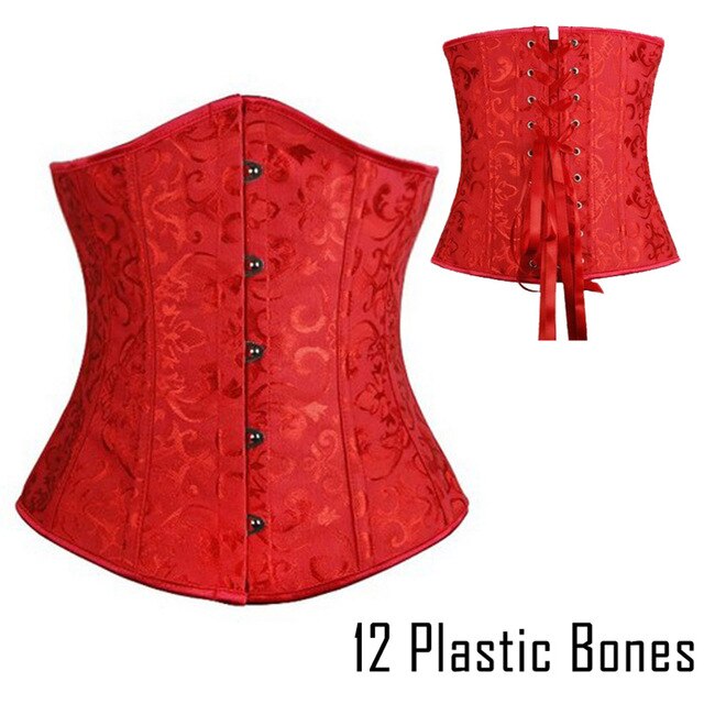 Women Sexy Waist Cincher Corsets 24 Steel Boned Bustiers Corset Underbust Satin Body Shaper Lingerie Waist Cincher Corselet-36