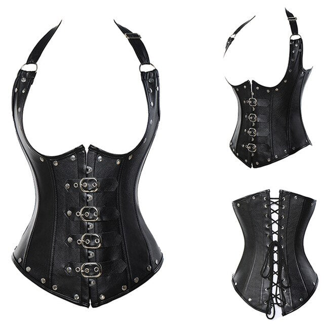 Wholesale Steampunk Corset Steel Boned Lace up Body Sexy Overbust Women Corsets and Bustiers Black Dress Plus Size S-6XL Top-26