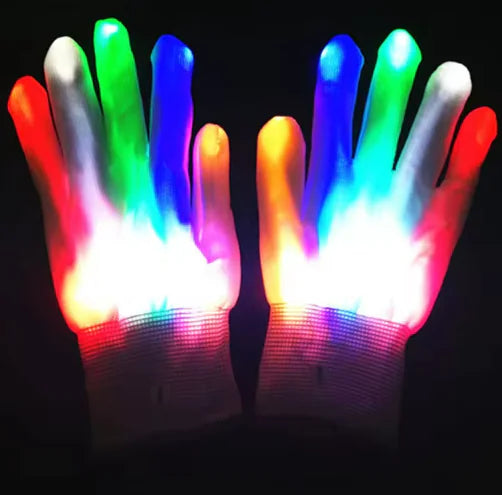 Guantes luminosos de neón arco iris