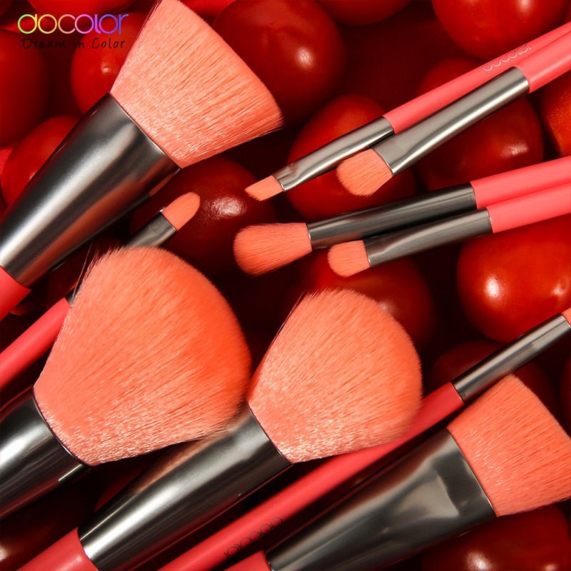 10/15pcs Neon Peach Makeup Brushes Soft Synthetic Hair Powder Blush Foundation eye Blending Contour Makeup Brushes Set-19