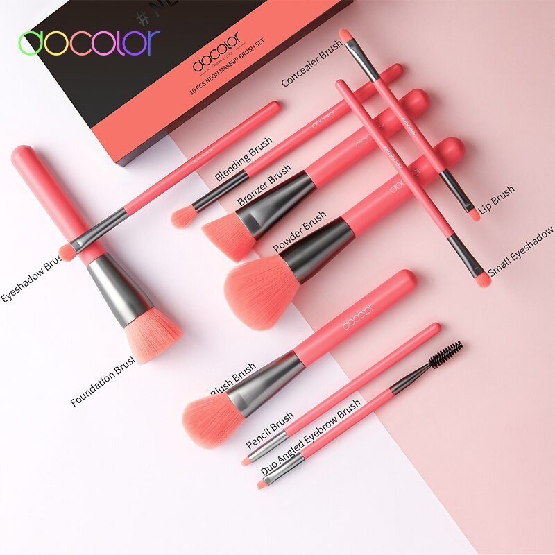 10/15pcs Neon Peach Makeup Brushes Soft Synthetic Hair Powder Blush Foundation eye Blending Contour Makeup Brushes Set-29