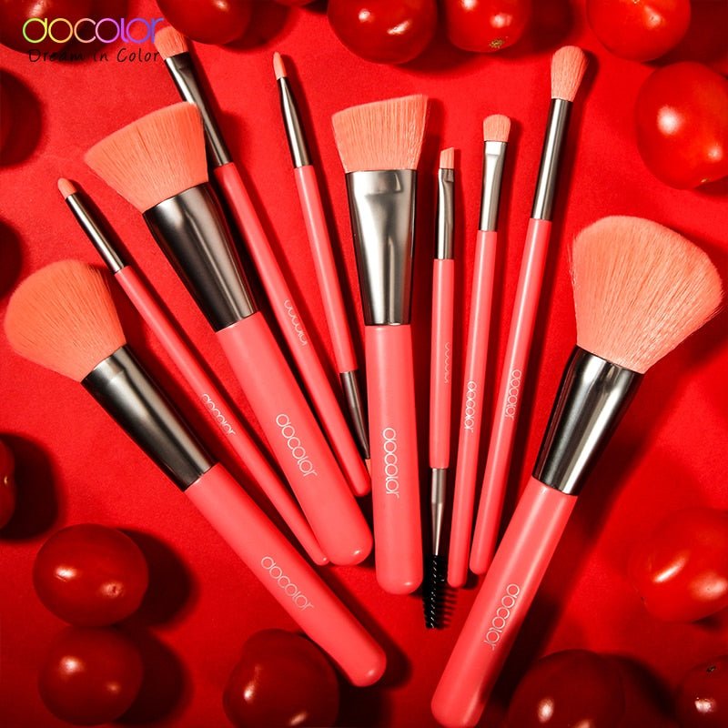 10/15pcs Neon Peach Makeup Brushes Soft Synthetic Hair Powder Blush Foundation eye Blending Contour Makeup Brushes Set-17
