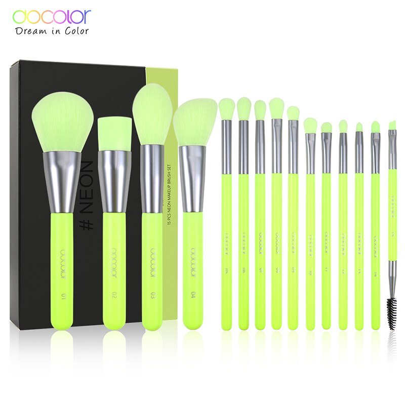 10/15pcs Neon Peach Makeup Brushes Soft Synthetic Hair Powder Blush Foundation eye Blending Contour Makeup Brushes Set-32