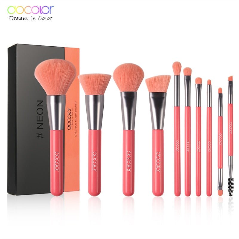 10/15pcs Neon Peach Makeup Brushes Soft Synthetic Hair Powder Blush Foundation eye Blending Contour Makeup Brushes Set-37