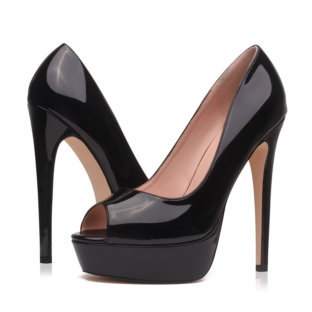 14CM Heels Brand Shoes Women Platform High Heels Pumps Peep Toe Patent Leather Red Party Wedding Shoes Sexy Fetish Heels-25