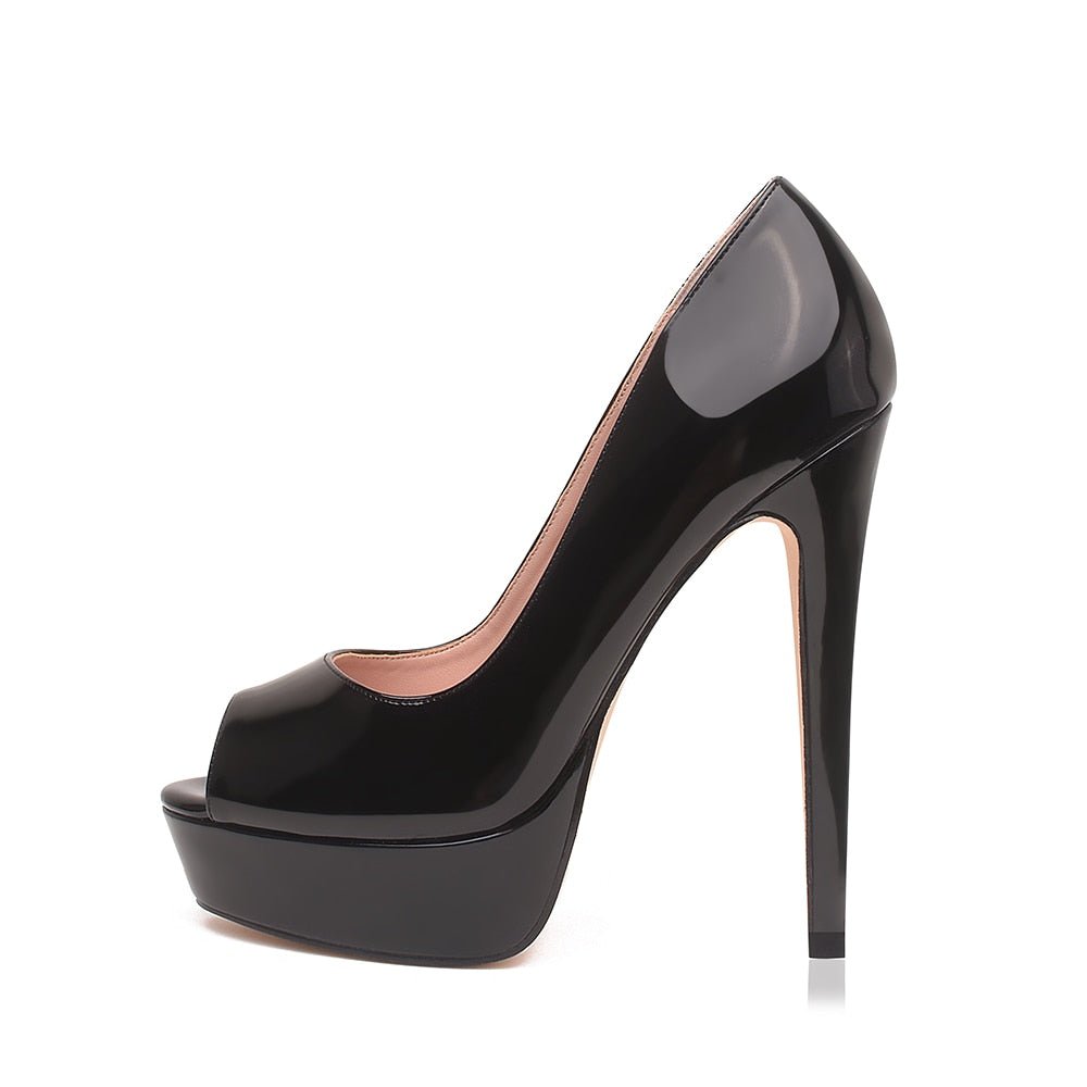14CM Heels Brand Shoes Women Platform High Heels Pumps Peep Toe Patent Leather Red Party Wedding Shoes Sexy Fetish Heels-14