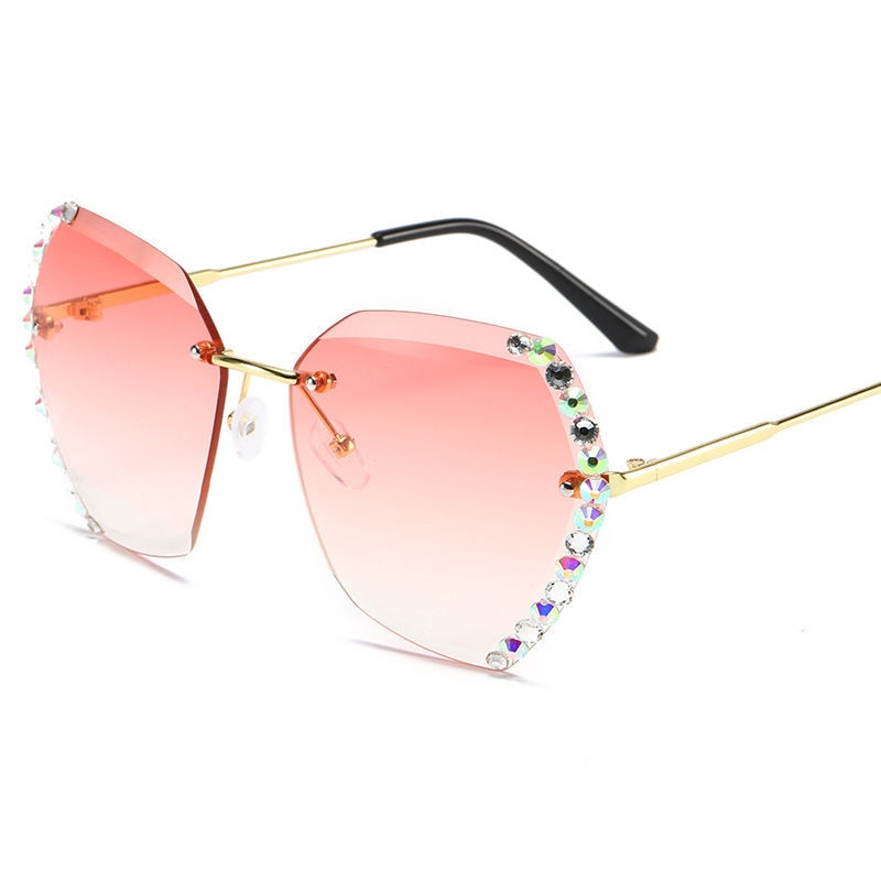 Women Luxury Brand Design Sexy Diamond Square Sun Glasses-2