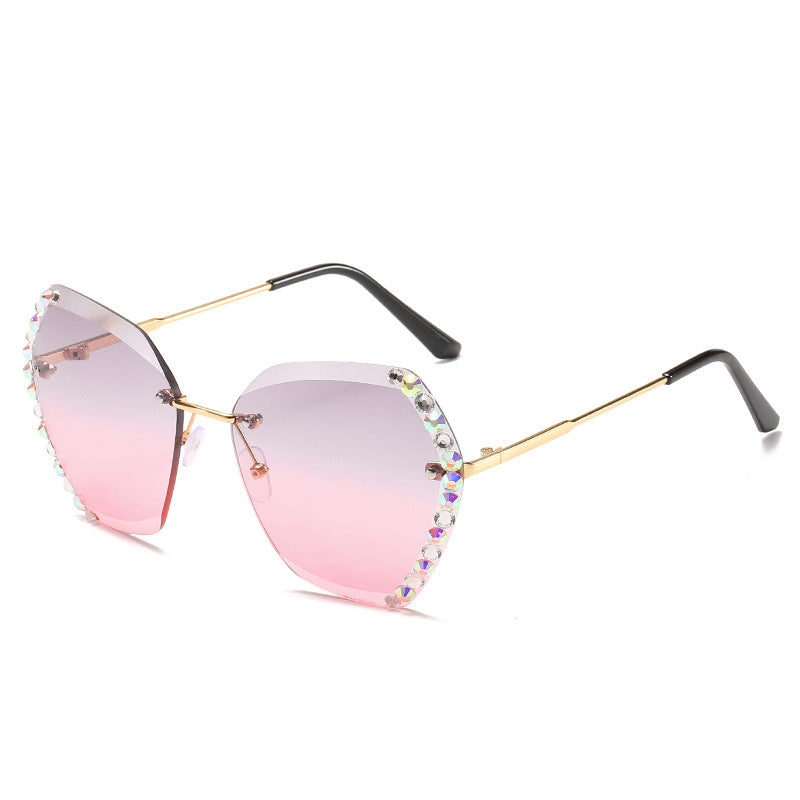 Women Luxury Brand Design Sexy Diamond Square Sun Glasses-4