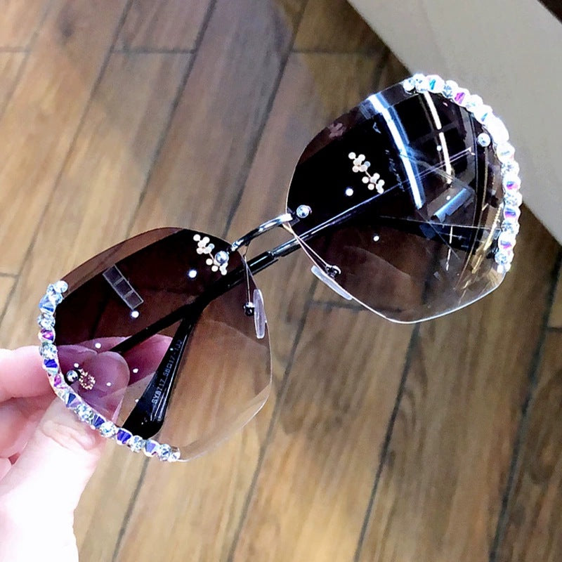 Women Luxury Brand Design Sexy Diamond Square Sun Glasses-6