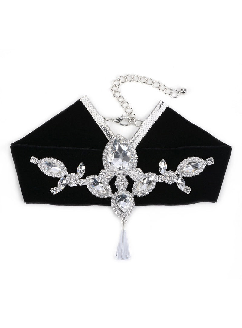 Elegant Big Rhinestone Pendant Choker-3