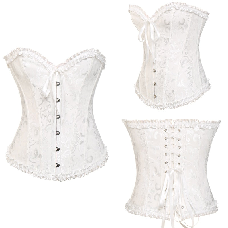 Women Sexy Waist Trainer Corset Lace Up Corsets Bustiers Waist Cincher Corset Burlesque Plus Size Overbust Corselet Gothic Lady-133