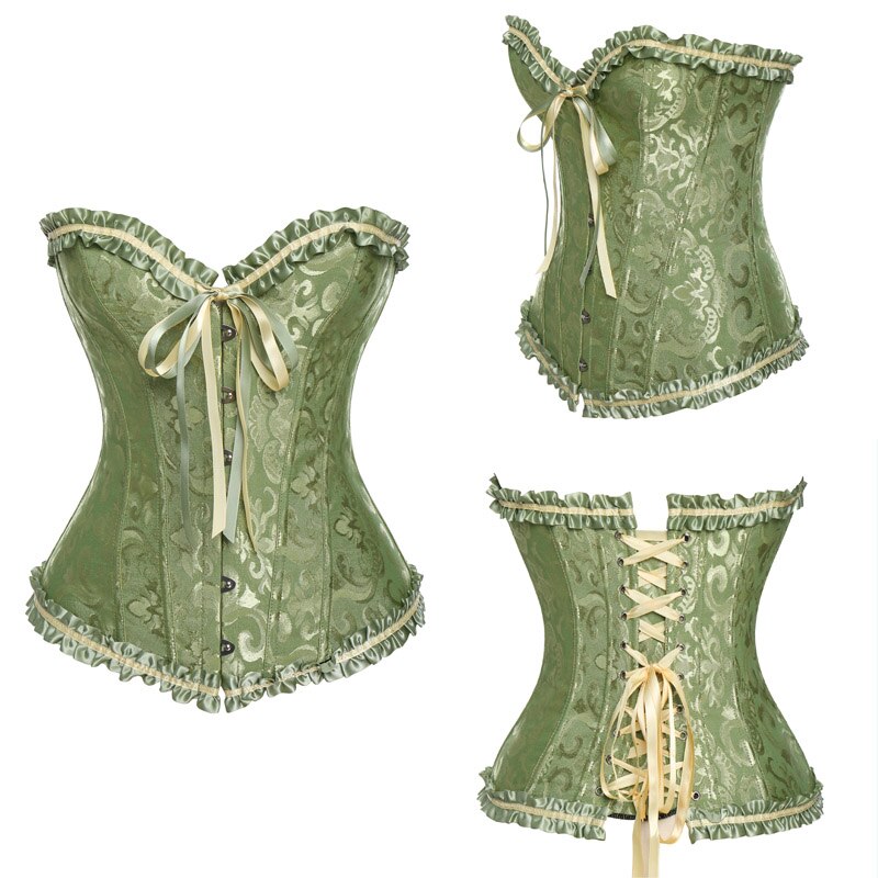 Women Sexy Waist Trainer Corset Lace Up Corsets Bustiers Waist Cincher Corset Burlesque Plus Size Overbust Corselet Gothic Lady-105