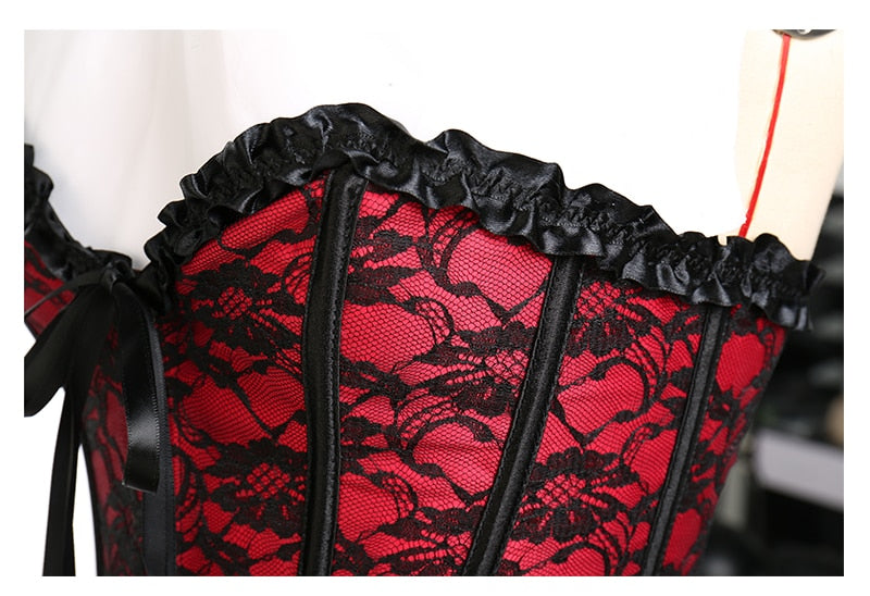 Women Sexy Waist Trainer Corset Lace Up Corsets Bustiers Waist Cincher Corset Burlesque Plus Size Overbust Corselet Gothic Lady-138