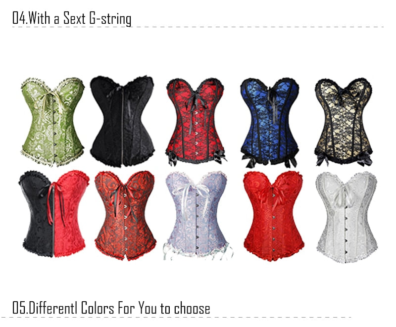 Women Sexy Waist Trainer Corset Lace Up Corsets Bustiers Waist Cincher Corset Burlesque Plus Size Overbust Corselet Gothic Lady-135
