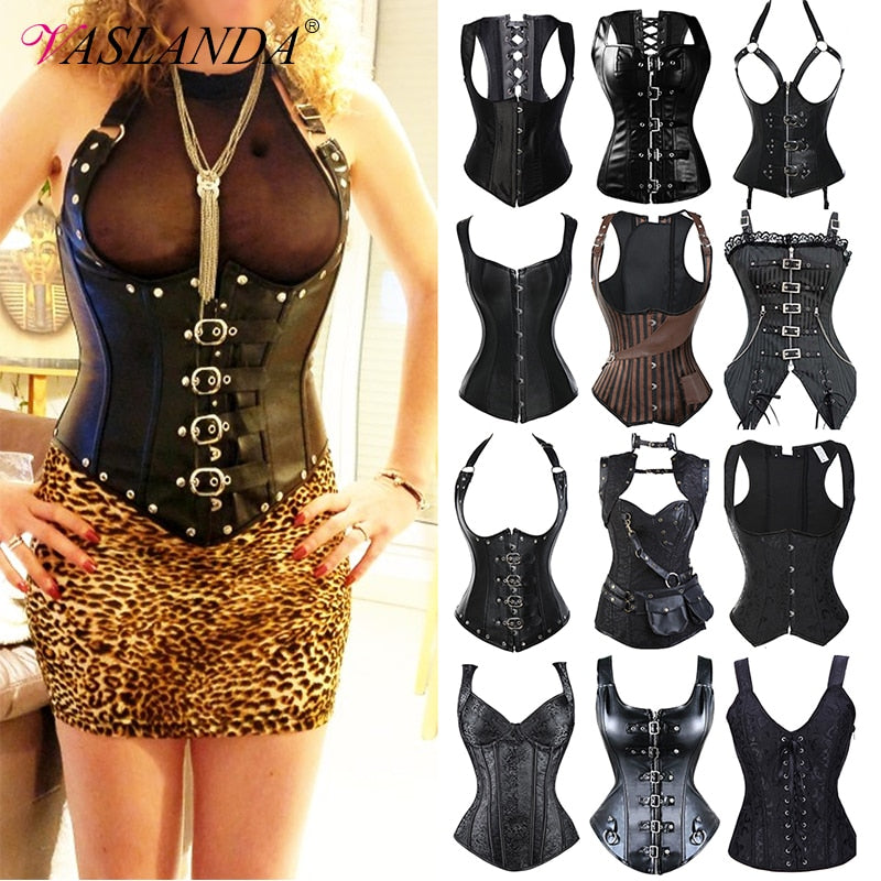 Women Lace Up Steampunk Corset Sexy Underbust Corselet Waist Cincher Bustiers Top Burlesque Clothing Gothic Shaper-99