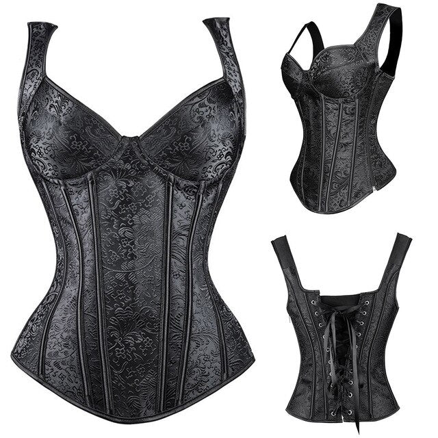 Women Lace Up Steampunk Corset Sexy Underbust Corselet Waist Cincher Bustiers Top Burlesque Clothing Gothic Shaper-11