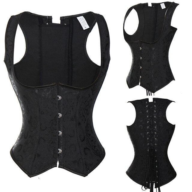 Women Lace Up Steampunk Corset Sexy Underbust Corselet Waist Cincher Bustiers Top Burlesque Clothing Gothic Shaper-27