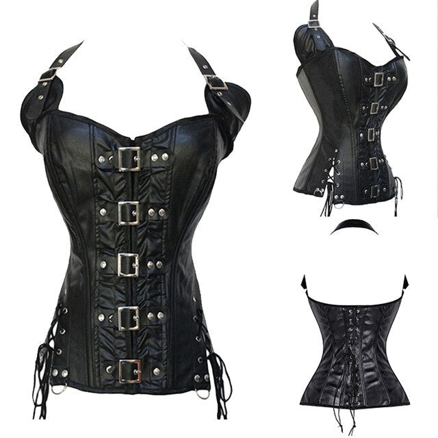 Women Lace Up Steampunk Corset Sexy Underbust Corselet Waist Cincher Bustiers Top Burlesque Clothing Gothic Shaper-43