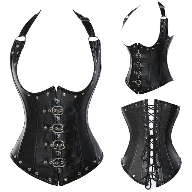 Women Lace Up Steampunk Corset Sexy Underbust Corselet Waist Cincher Bustiers Top Burlesque Clothing Gothic Shaper-44