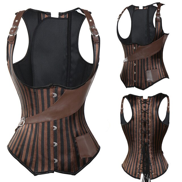 Women Lace Up Steampunk Corset Sexy Underbust Corselet Waist Cincher Bustiers Top Burlesque Clothing Gothic Shaper-62