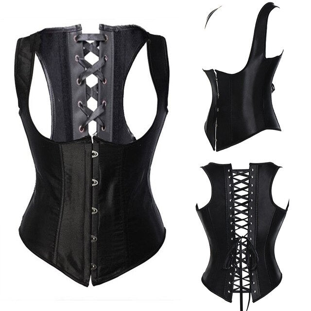Women Lace Up Steampunk Corset Sexy Underbust Corselet Waist Cincher Bustiers Top Burlesque Clothing Gothic Shaper-84