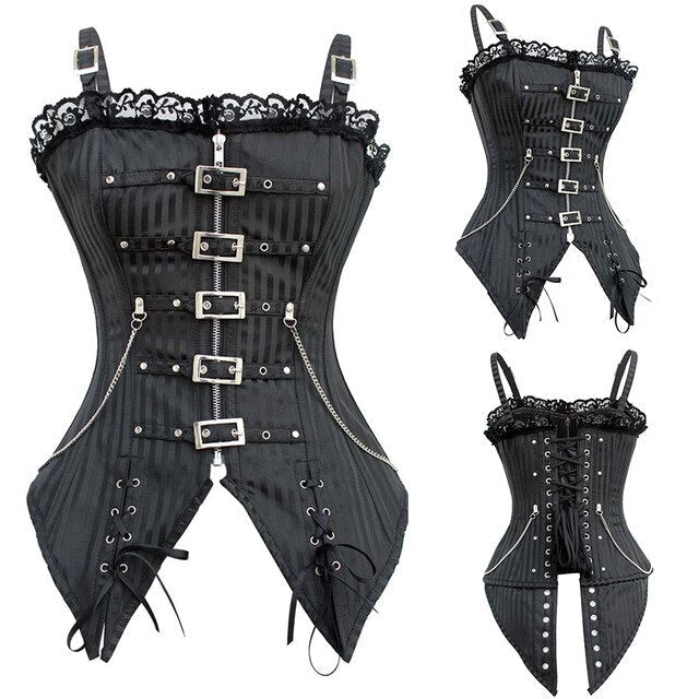 Women Lace Up Steampunk Corset Sexy Underbust Corselet Waist Cincher Bustiers Top Burlesque Clothing Gothic Shaper-91