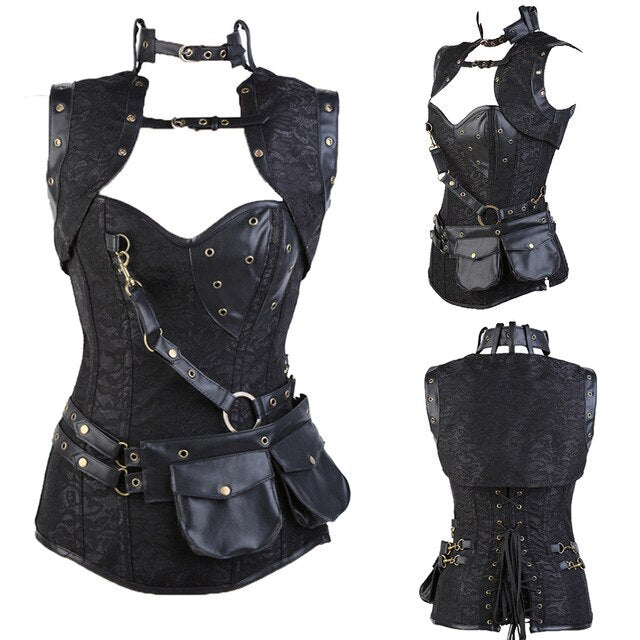 Women Lace Up Steampunk Corset Sexy Underbust Corselet Waist Cincher Bustiers Top Burlesque Clothing Gothic Shaper-59