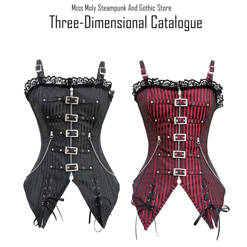 Steampunk Corset Gothic Dress Women Sexy Clothes Plastic Boned Cincher Bustier Burlesque Overbust lingerie Shapewear-14