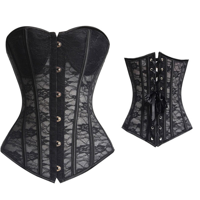 Sexy Corsets And Bustiers Lace Up Boned Overbust Costume Steampunk Waist Corset Dress Body Trainer Shapewear Top Plus Size-123