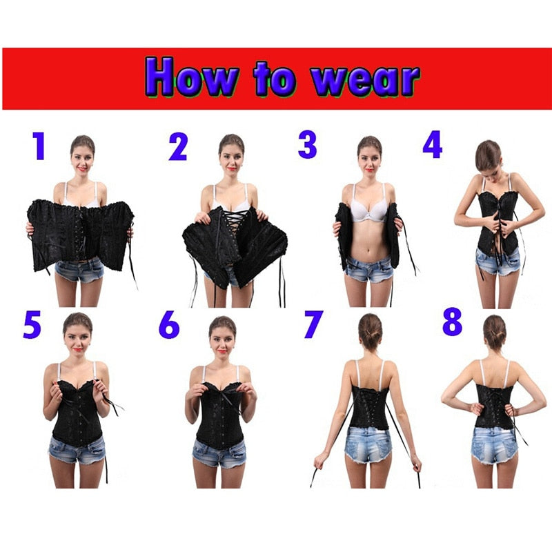 Sexy Corsets And Bustiers Lace Up Boned Overbust Costume Steampunk Waist Corset Dress Body Trainer Shapewear Top Plus Size-118