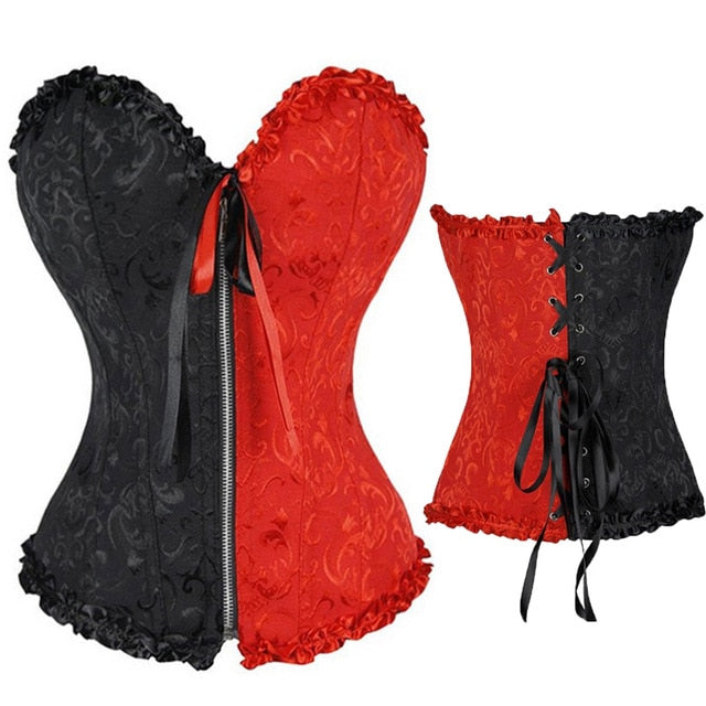 Women Sexy Waist Trainer Corset Lace Up Corsets Bustiers Waist Cincher Corset Burlesque Plus Size Overbust Corselet Gothic Lady-4
